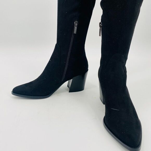 Marc Fisher Size 6M Black Over the Knee Suede Cathi Boot Pointed Toe Heeled - Picture 7 of 12